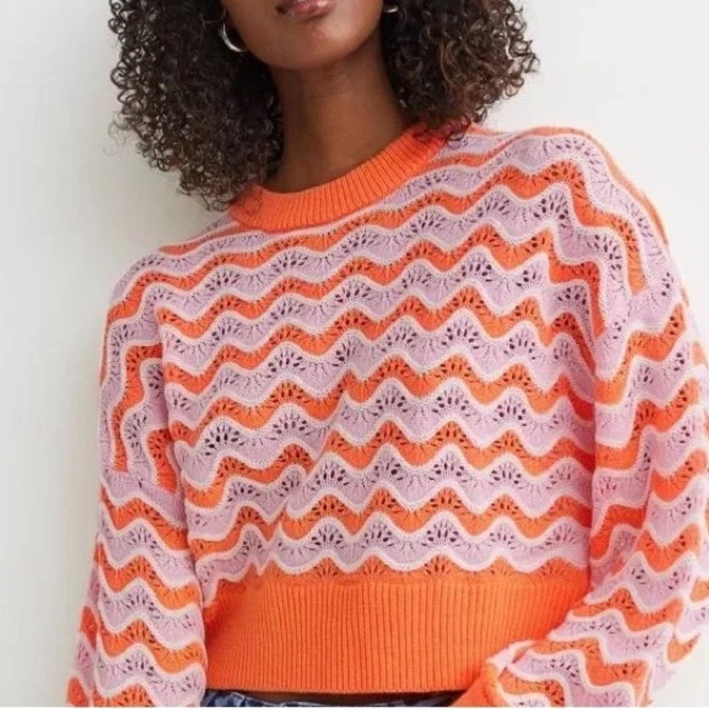 Orange and Pink Wavy Sweater